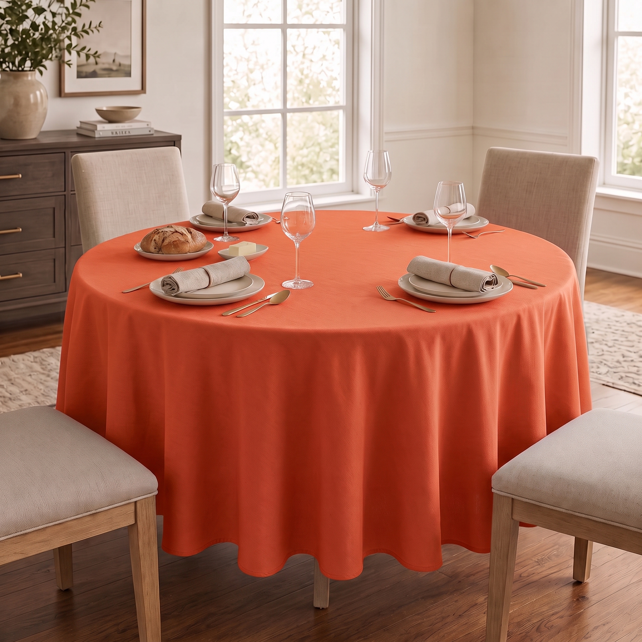 Toalha de Mesa Redonda Oxford 150cm Laranja