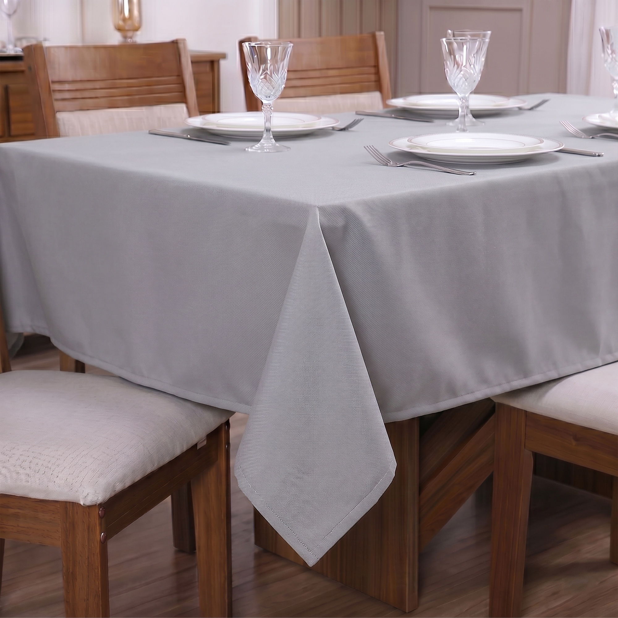 Toalha de Mesa Oxford Premium Liso 150x150cm - Cinza Prata