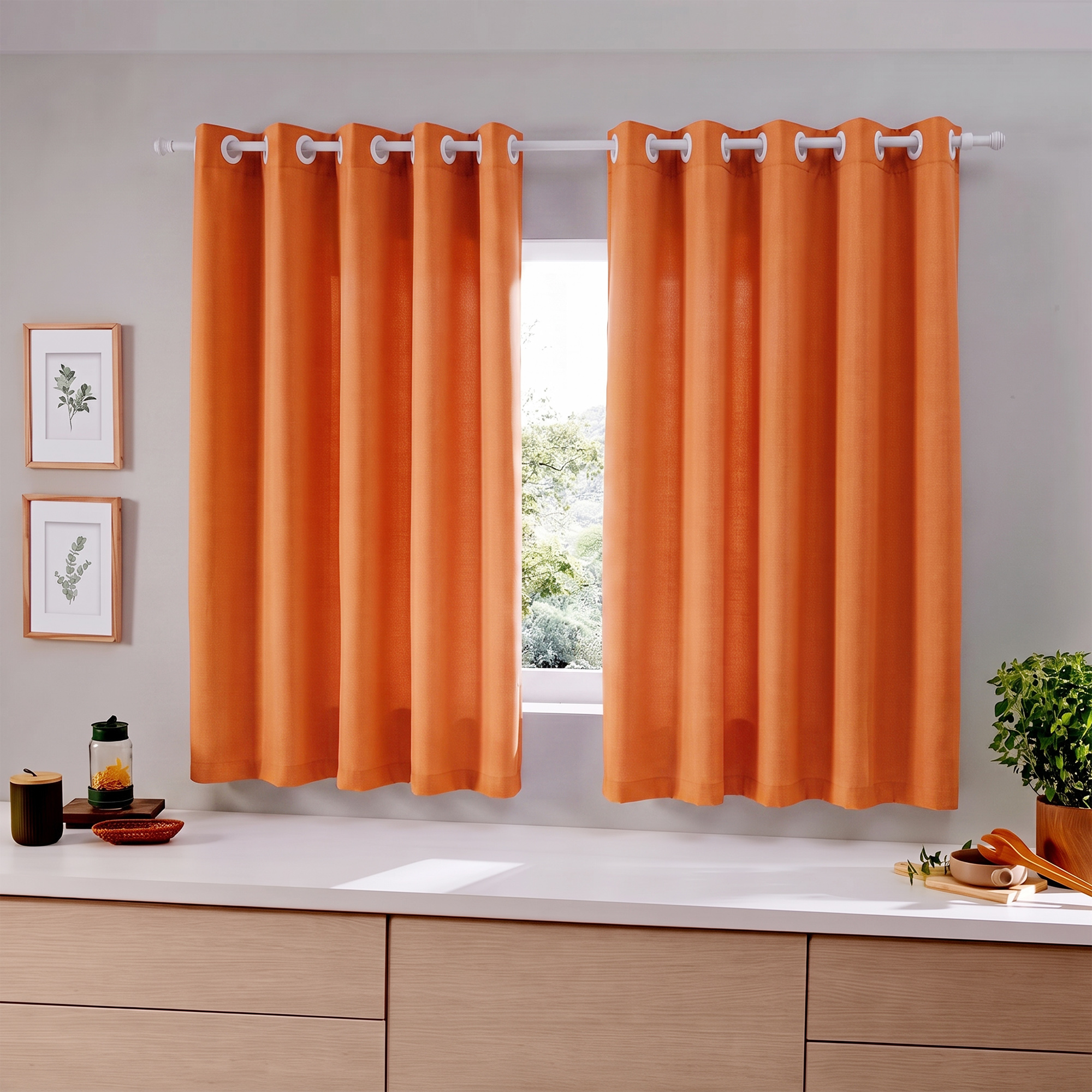 Cortina para Cozinha em Oxford Liso 300x170cm - Laranja