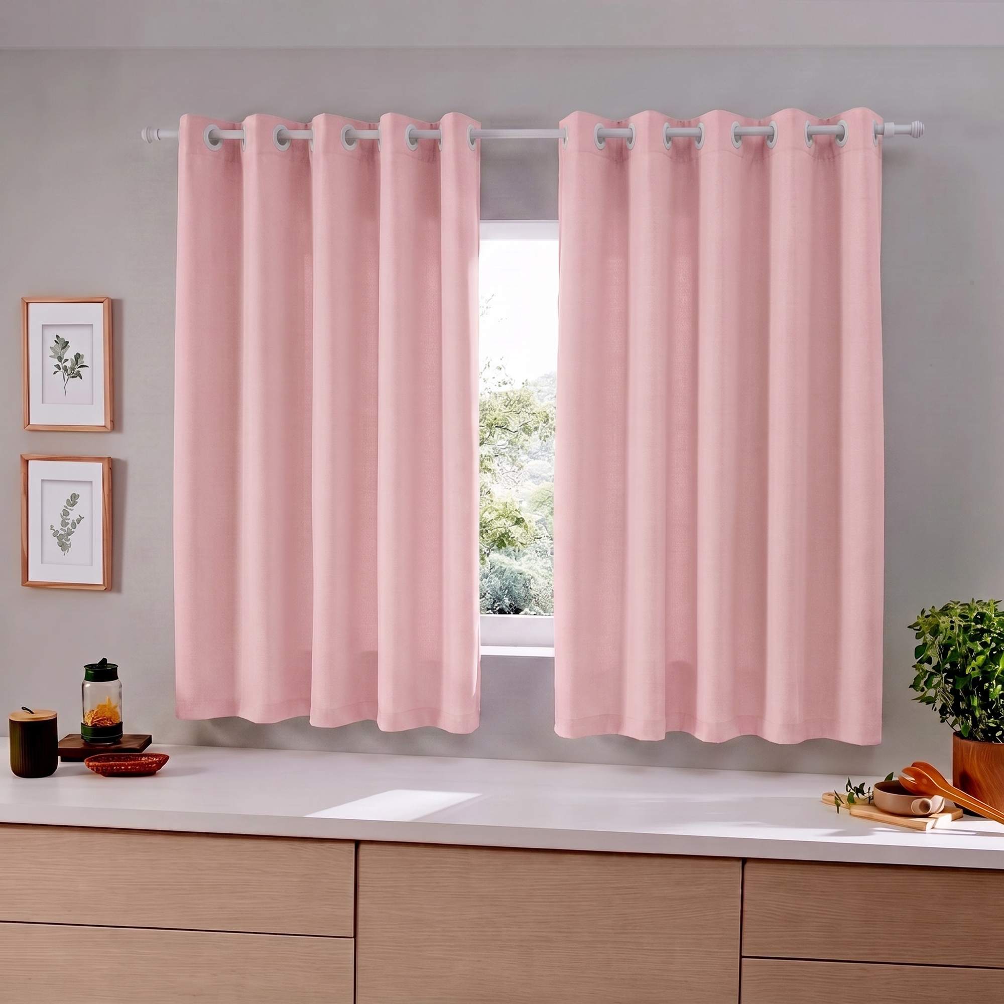 Cortina para Cozinha em Oxford Liso 300x170cm - Rosa Bebê