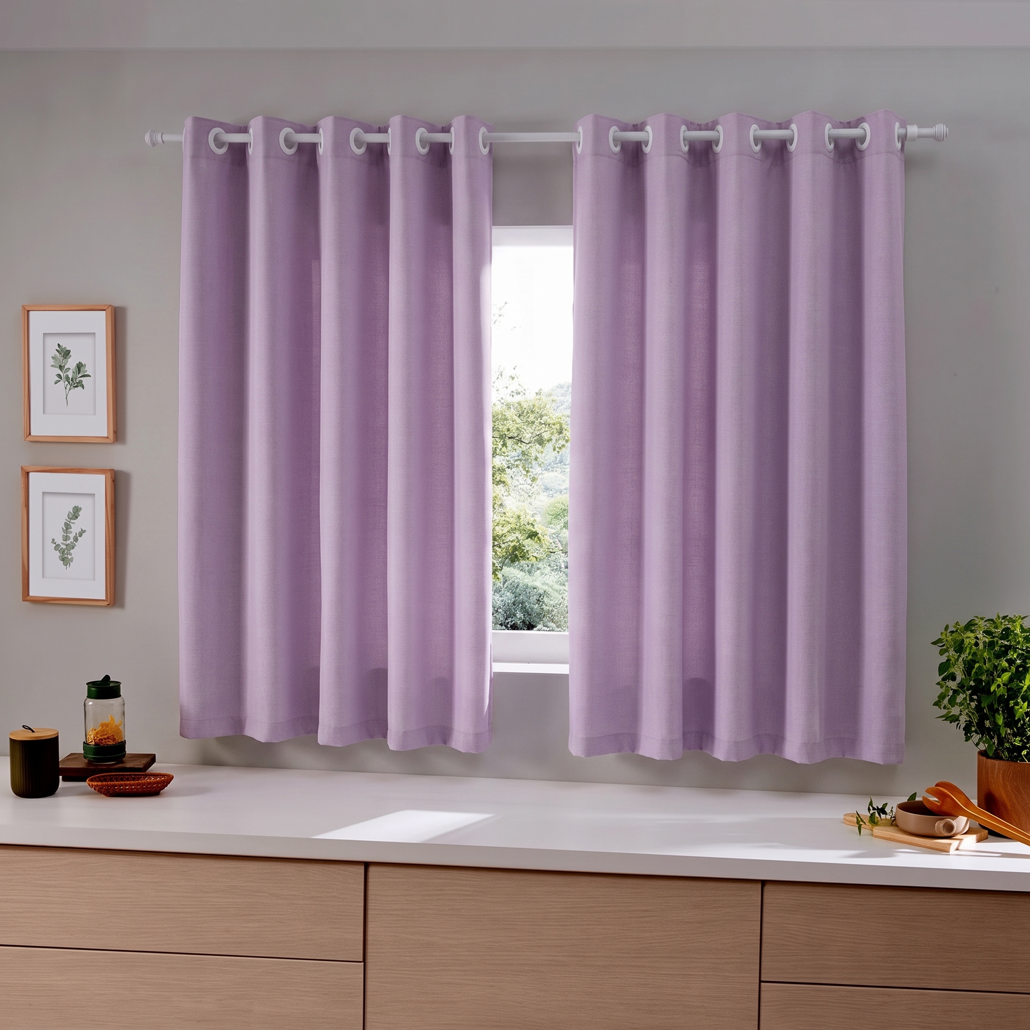 Cortina para Cozinha em Oxford Liso 300x170cm - Lilás