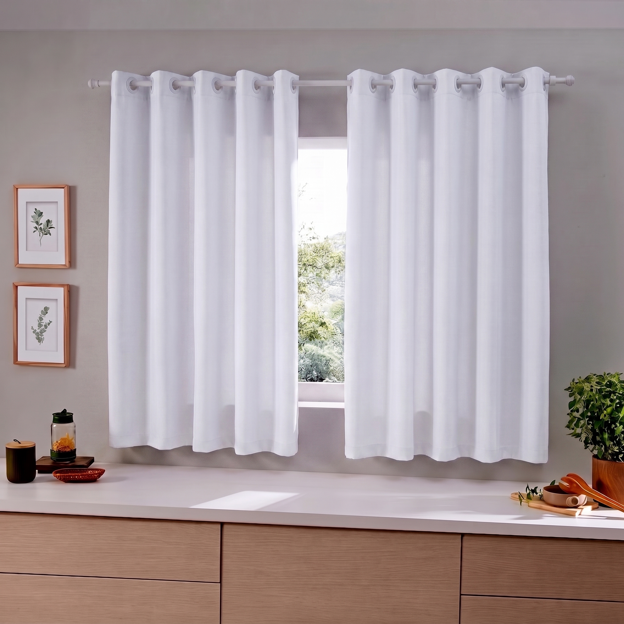 Cortina para Cozinha em Oxford Liso 300x170cm - Branco
