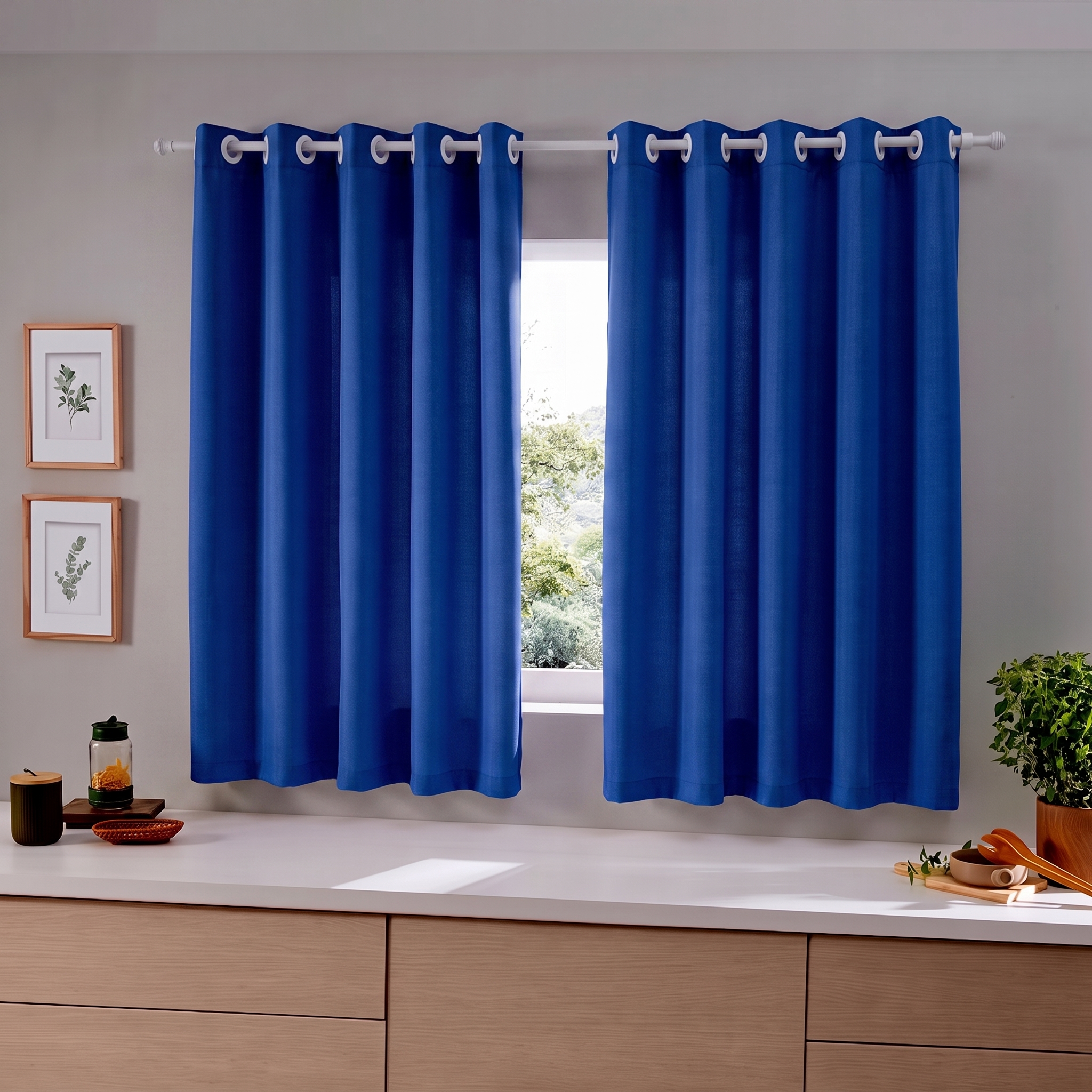 Cortina para Cozinha em Oxford Liso 300x170cm - Azul Royal