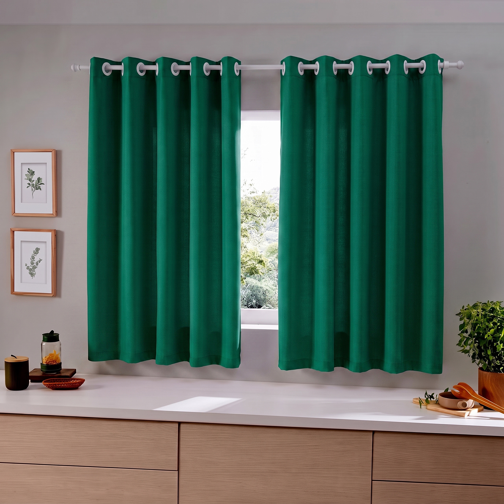 Cortina para Cozinha em Oxford Liso 300x170cm - Verde Bandeira